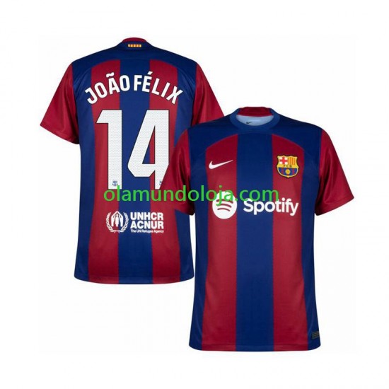 Camisola FC Barcelona Joao Felix 14 Homem Equipamento Primeiro 2023-2024 Manga Curta